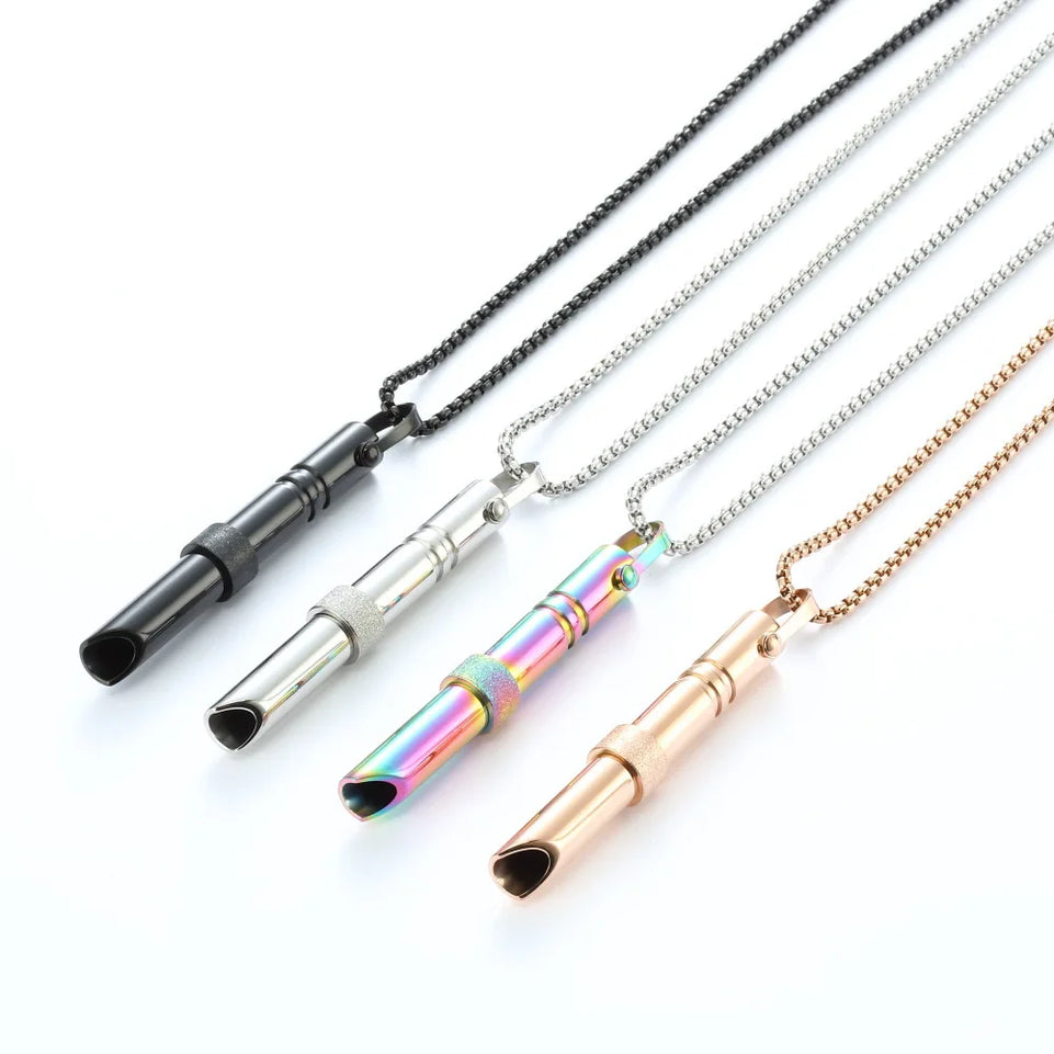 Mindfulness Breathing Necklace Stress Relief Stainless Steel Necklace for Deep Breathing Reminder, Anxiety Reducer for Women Men