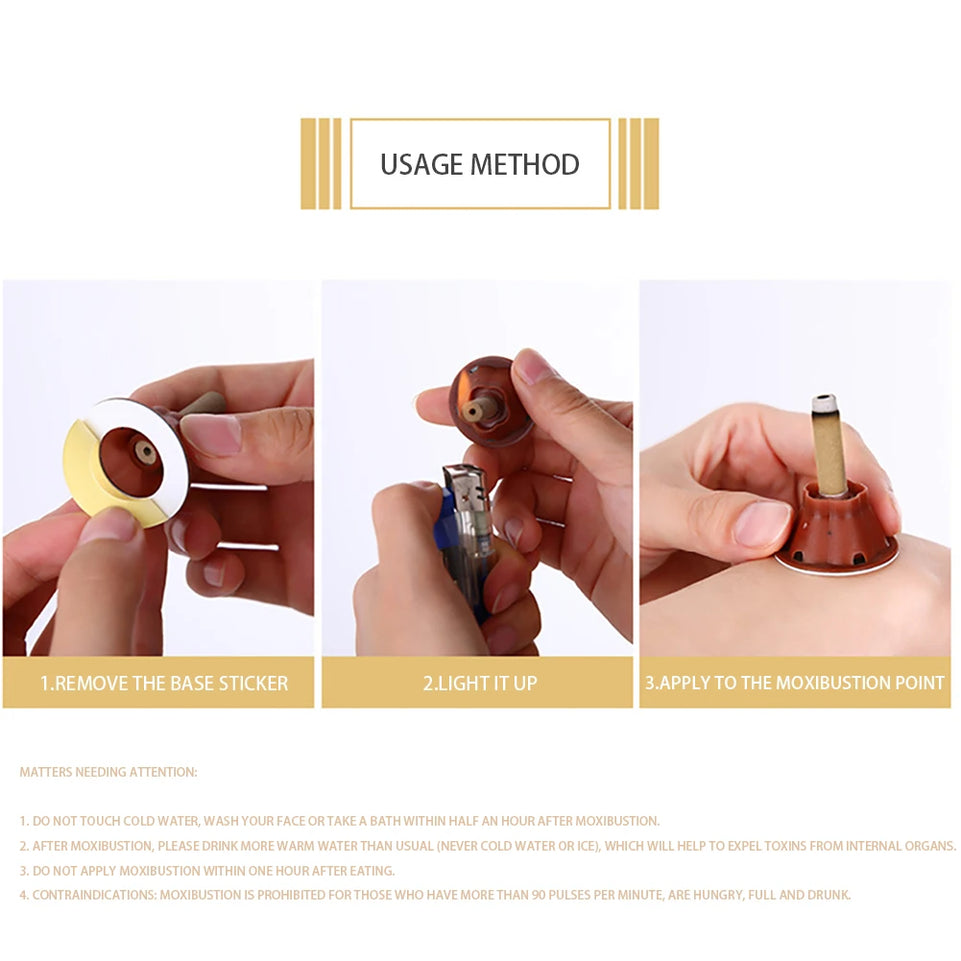 100pcs Moxa Burning Column Slimming Replaceable Moxibustion Stickers Self-adhesive Natural Therapy Health Safety for Health Care