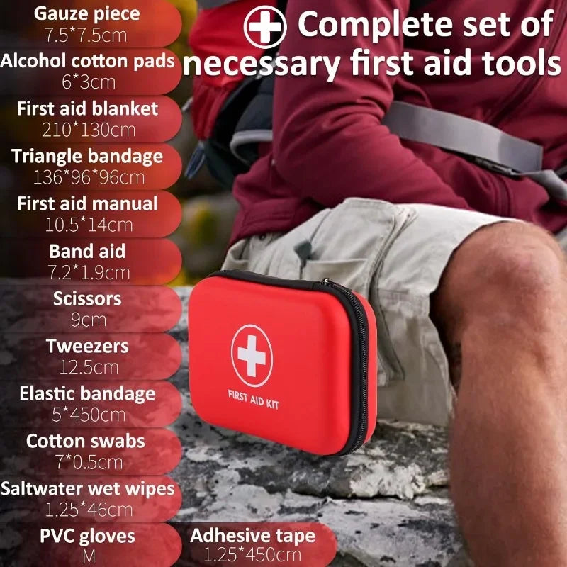 Mini first aid kit, CIYIN 63 part first aid kit outdoor small, car, outdoor, bicycle, travel, sports, hiking, camping, rescue.