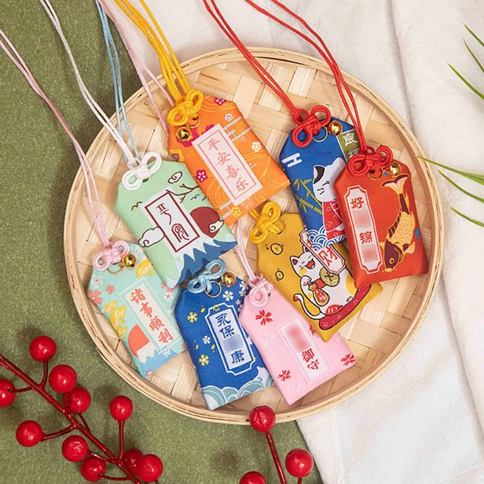 1PC Japanese Prayer Omamori Pray Fortune Beauty Health Safety Lucky Charms Wealth Bag Guard Pendant Keychain Couple Gift